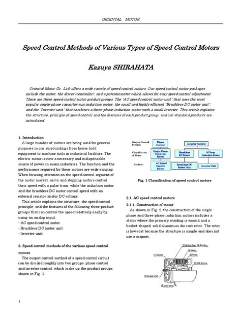 Speed Control Methods of Various Types of Speed Control Motors by Kazuya SHIRAHATA | PDF ...