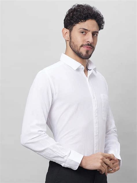 Raymond Men White Solid Slim Fit Linen Blend Shirts – MyRaymond