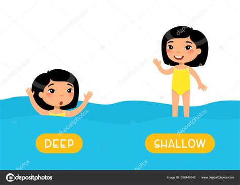 Opposites Deep Shallow Words Educational English Flash Card Antonyms ...