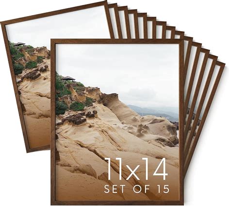 Haus and Hues 11x14 Walnut Oak Wood Picture Frames Set of 15 - Premium ...