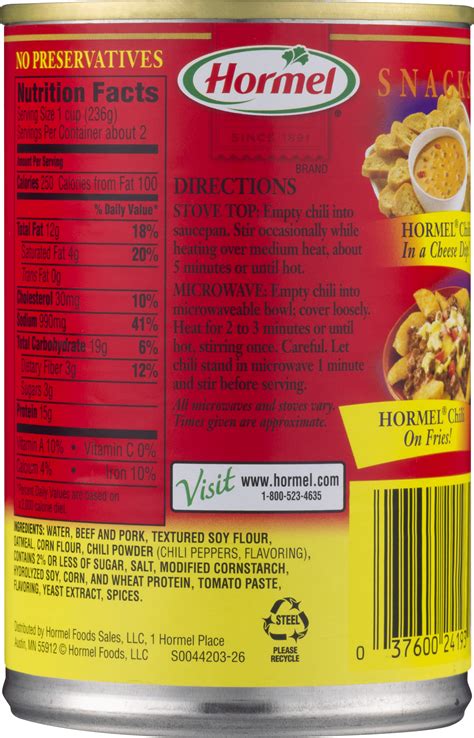 Hormel Chili No Beans Nutrition Facts – Besto Blog