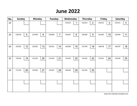June Calendar 2022 Printable with checkboxes (horizontal) | Free-calendar-template.com