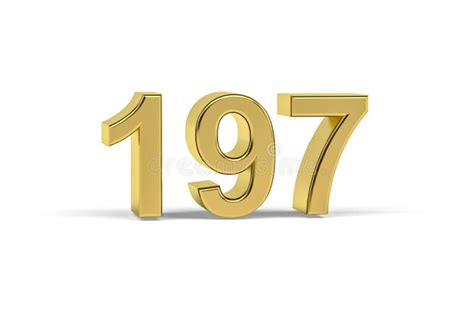Golden 3d Number 197 - Year 197 Isolated on White Background Stock ...