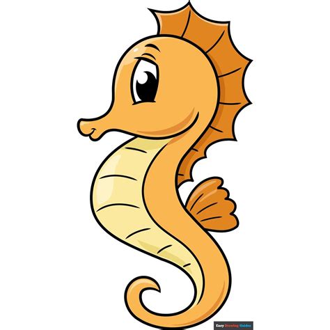 How to draw a cartoon seahorse really easy drawing tutorial – Artofit