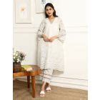 Blue Embroidered Cotton Kurta with Pants- Set of 2