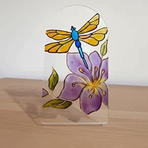 ZH Handcrafted Dragonfly Glass Painting with Frame Decorative Showpiece ...