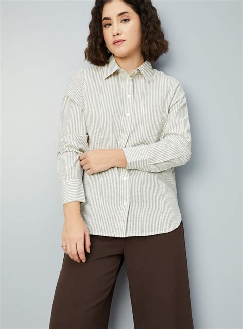 Buy Kalki x Max Women Striped Seersucker Regular Fit Shirt Online at ...