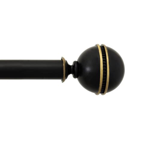 36"-66" Center Strap Ball Extendable Curtain Rod Black Golden 25mm