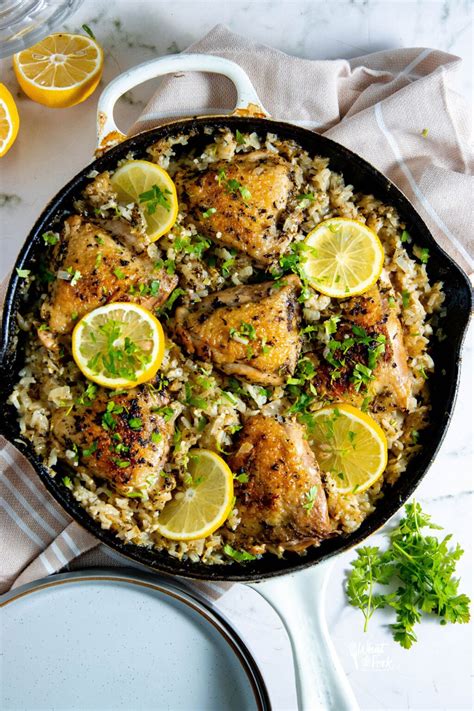 Healthy Lemon Chicken and Rice: One Pot Skillet Meal - lowcalicious
