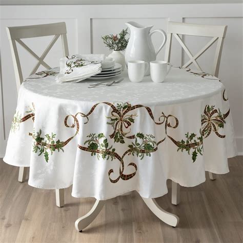 Amazon.com: Lenox Holiday Nouveau Tablecloth, 70-Inch Round, Ivory ...