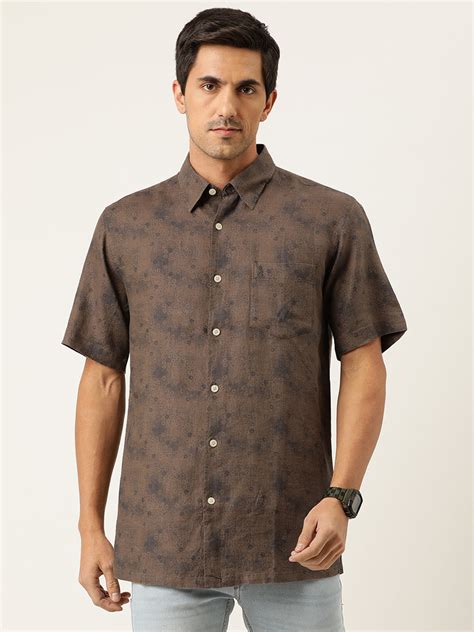 Printed Linen Shirt– Burnt Umber - Premium Men's Smart Casual Store