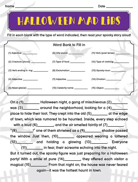 Halloween Mad Libs Worksheets - 15 Free PDF Printables | Printablee
