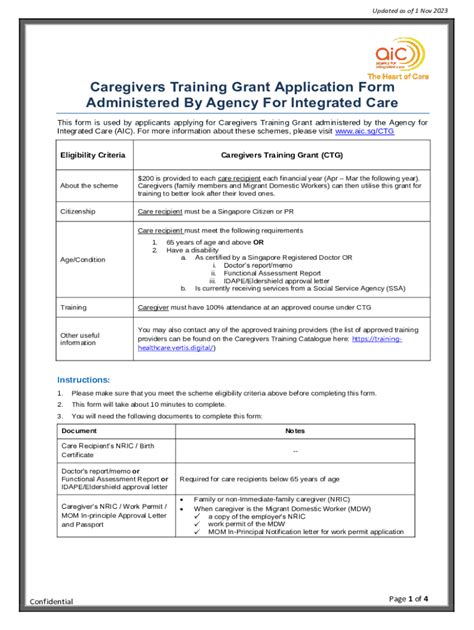 Fillable Online Caregivers Training Grant Application Fax Email Print ...