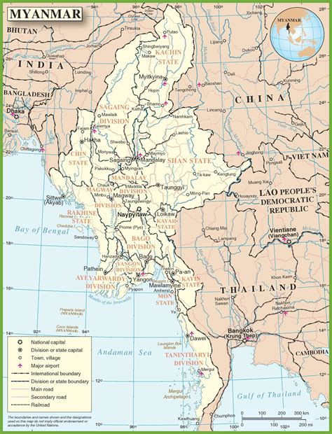 Myanmar-Burma Maps | Printable Maps of Myanmar-Burma for Download