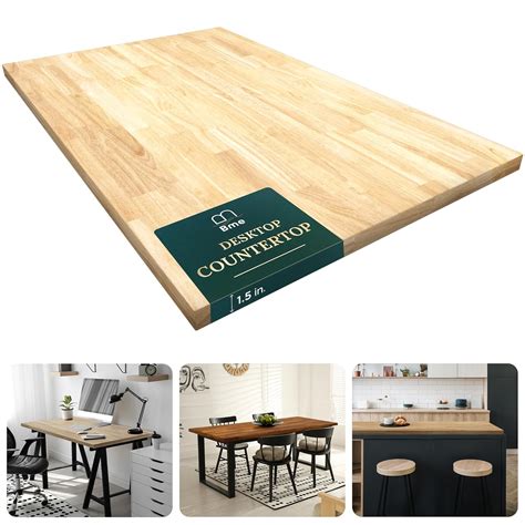 Bme Hevea Solid Wood Butcher Block Table Top, Desk top, Unfinished ...