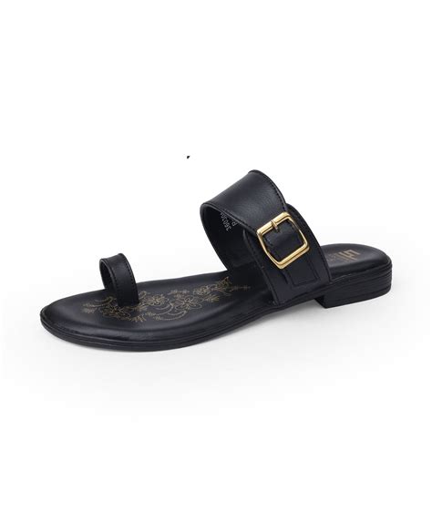 ladies fancy flat black chappals 360301 – Sreeleathers Kolkata Trusted ...