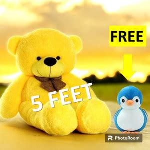 Krishna Creation 5 FT Yellow Teddy Bear with Free Blue Penguin Plush ...