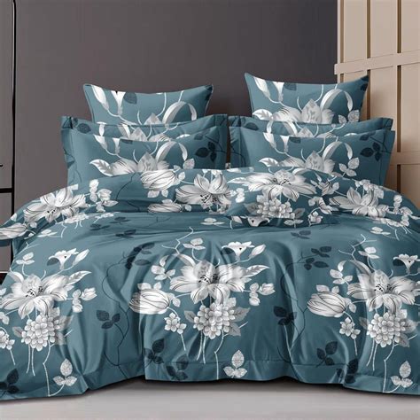 Midnight Bloom 210 TC Cotton Blend Flat King Bedsheet – Srijee Decors