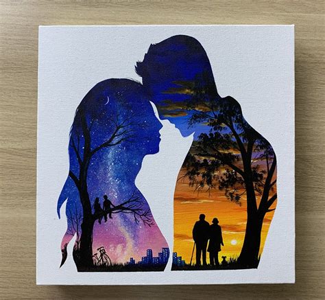 Daily Challenge #167 / Silhouette Art / Then, Now & Forever - Etsy | Aquarell kunststunden ...