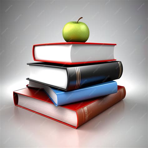 Premium AI Image | stack of books and apple on white backgroundstack of ...