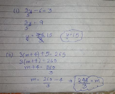 3. Solve the following equations by systematic method: (i) 3y/5 -6=3(ii ...