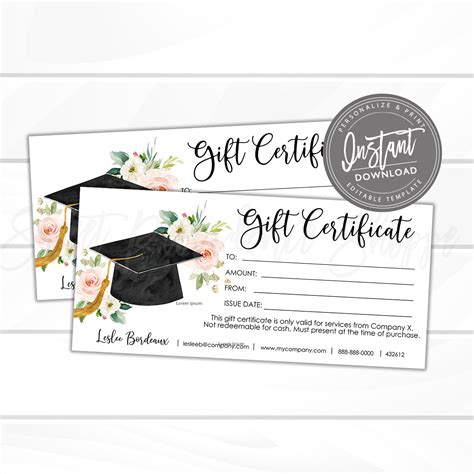 Graduation Gift Certificate Template Free - Nationalshibarescue.org
