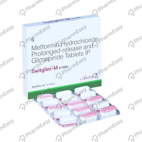 Switglim M 2/1000mg Strip Of 10 Tablets: Uses, Side Effects, Price ...