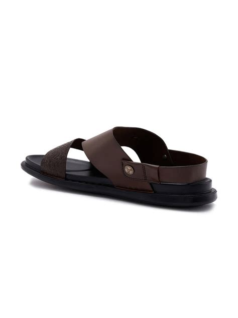 Shop Imperio By Regal Brown Men Textured Leather Sandals Online