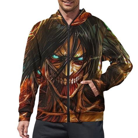 Attack On Titan Full Zip Hoodies Hooded Long Sleeve Jacket Lightweight ...