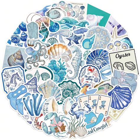 50Pcs Blue Stickers Aesthetic Stickers Beach Stickers Ocean Stickers ...