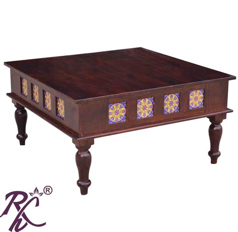 Solid Wood Tiles Design Coffee Table - RAJ HANDICRAFT