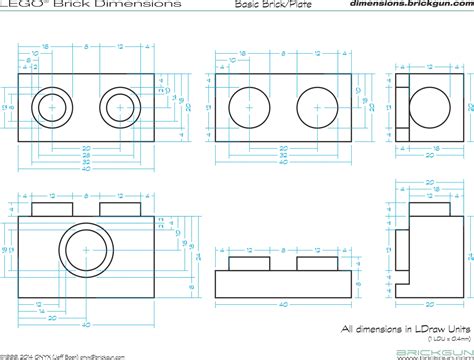 Basic LEGO® Brick/Plate dimensions. This sheet is printed/laminated on ...