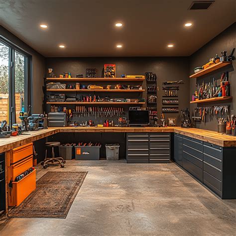 Garage Workshop With Epoxy Flooring | Garage workshop, Garage design ...