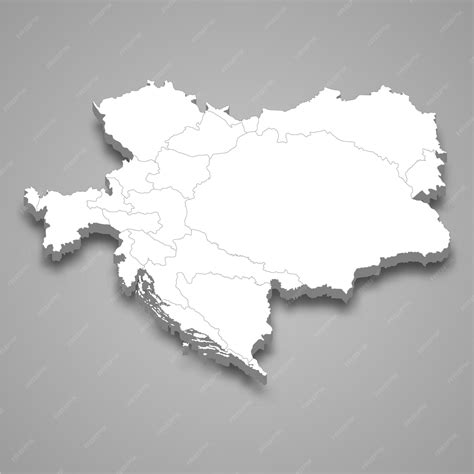 Premium Vector | 3d isometric map of austriahungary isolated with shadow