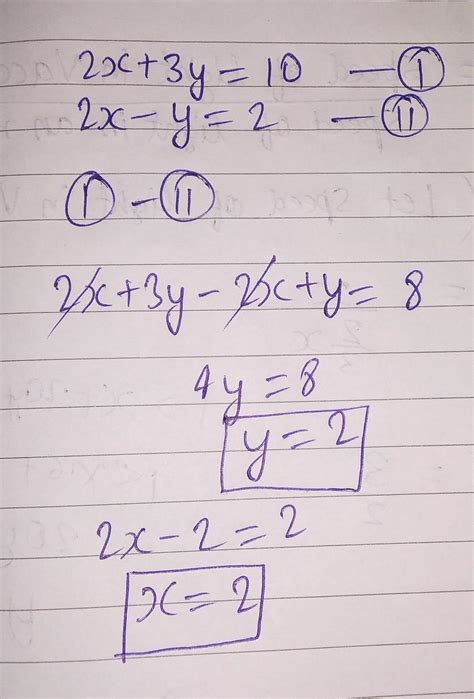 Solve graphically2x+3y=10 2x-y=2 - Brainly.in