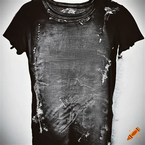 Edgy distressed t-shirt with cut-outs on Craiyon