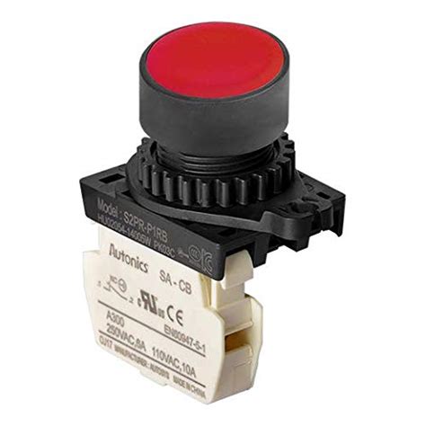 Autonics S2PR-P1RB Non-Illuminated Push Button (Non-Flush), ø22/25, Red ...