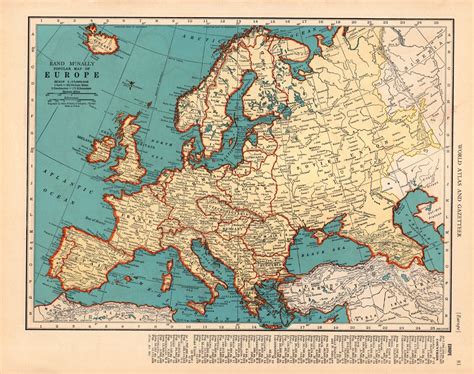 1939 Antique EUROPE Map 1930s Vintage Map of Europe Gallery Wall Art ...