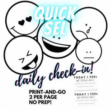 No PREP SEL Daily Check-in Print and Go Grades Pre-k to 12 Emotions ...