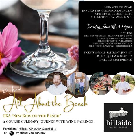 "All About the Bench" Collaboration Dinner, 1350B Naramata Rd ...