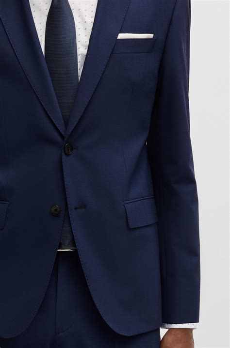 BOSS - Slim-fit suit jacket in stretch virgin wool - Blue