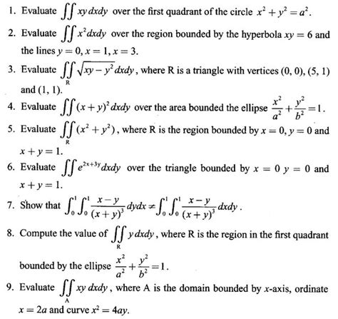 Double Integration - Worked Examples, Exercise with Answers