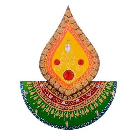 Papier-Mache Embossed Tilak Design 5 Hooks Key holder - eCraftIndia Online