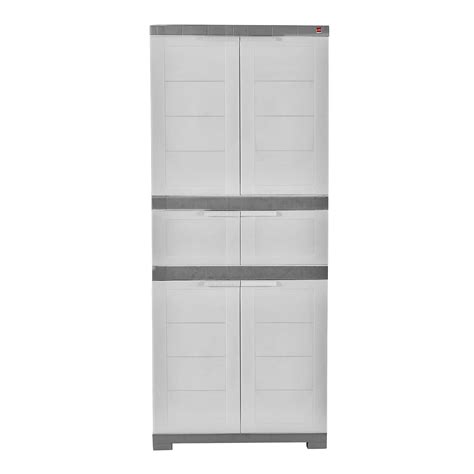 Cello Novelty Triplex Plastic Cupboard with 4 shelves, White & Grey ...