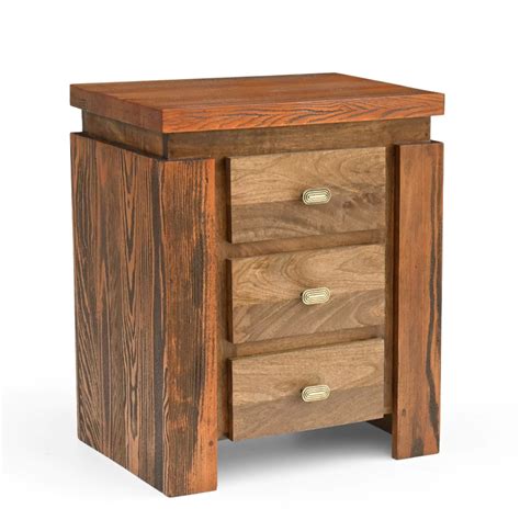 Twonique Solid Wood Rustic 3 Drawer Side Table – RadiantFurn