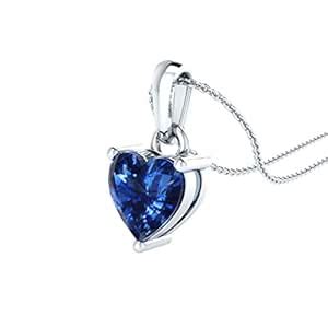 Animas Jewels .925 Sterling Silver Solitaire Heart Blue Sapphire ...