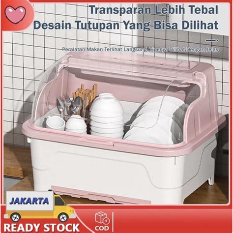 Jual Rak Pengering Air Mangkok rak piring plastik Dengan Tutup Rak ...