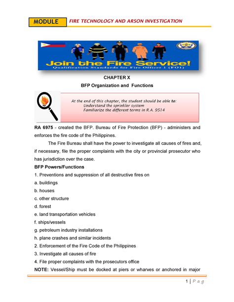 Chapter X BFP Organization AND Functions - 1 | P a g CHAPTER X BFP ...