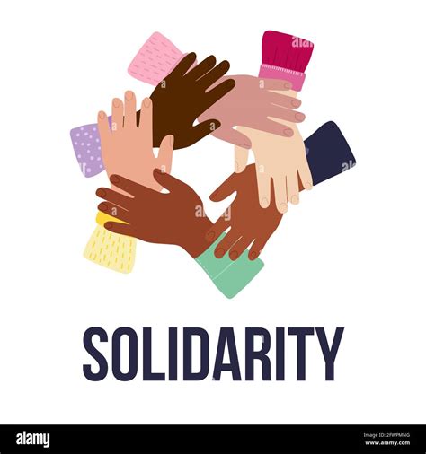 Cartoon inter-racial friendship, solidarity of people, help support in ...