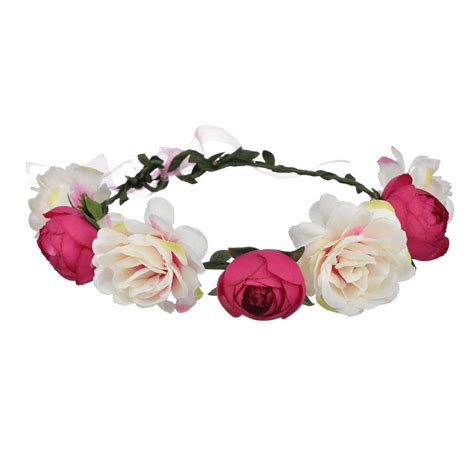 Buy SYGA Women Silk Rose Floral Crown Hair Wreath Leave Flower Headband ...
